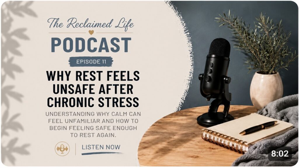 Have you ever finally slowed down… only to realize you still couldn’t relax? This podcast episode explores emotional hypervigilance, nervous system exhaustion, overthinking, trauma, chronic stress, and why peace can feel unfamiliar after years of survival mode.