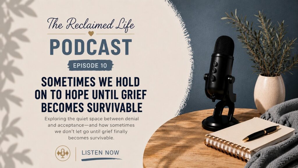 Sometimes we keep hoping long after something has already ended because grief feels too painful to face. This heartfelt podcast episode explores denial, acceptance, healing after loss, emotional healing, and learning to let go with grace. Listen now on The Reclaimed Life Podcast.