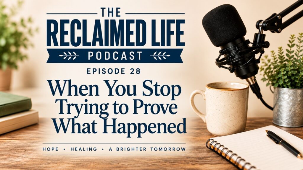 Have you ever felt like you had to keep explaining yourself just to get someone to acknowledge what happened? Sometimes healing means letting go of the need to prove your reality to someone else. You can take responsibility for your part, trust your own experience, and stop trying to win an argument that was never going to be resolved. Listen to Episode 28 of The Reclaimed Life Podcast for encouragement on letting go and moving forward.